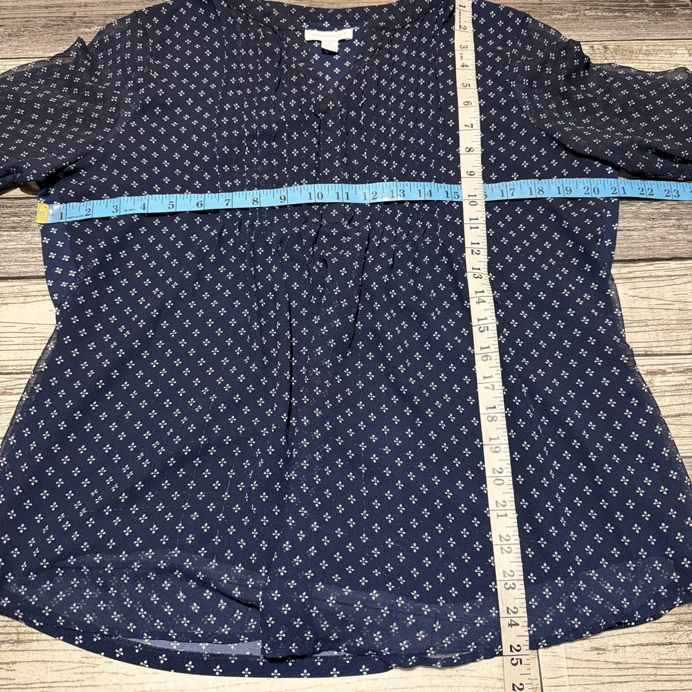 Charter Club Blouse Women’s M Navy Blue White Dot Pattern - Picture 2 of 7